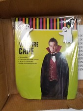 Black with Red insert Vampire Cape w/Collar Halloween Plays 46 inches long NEW