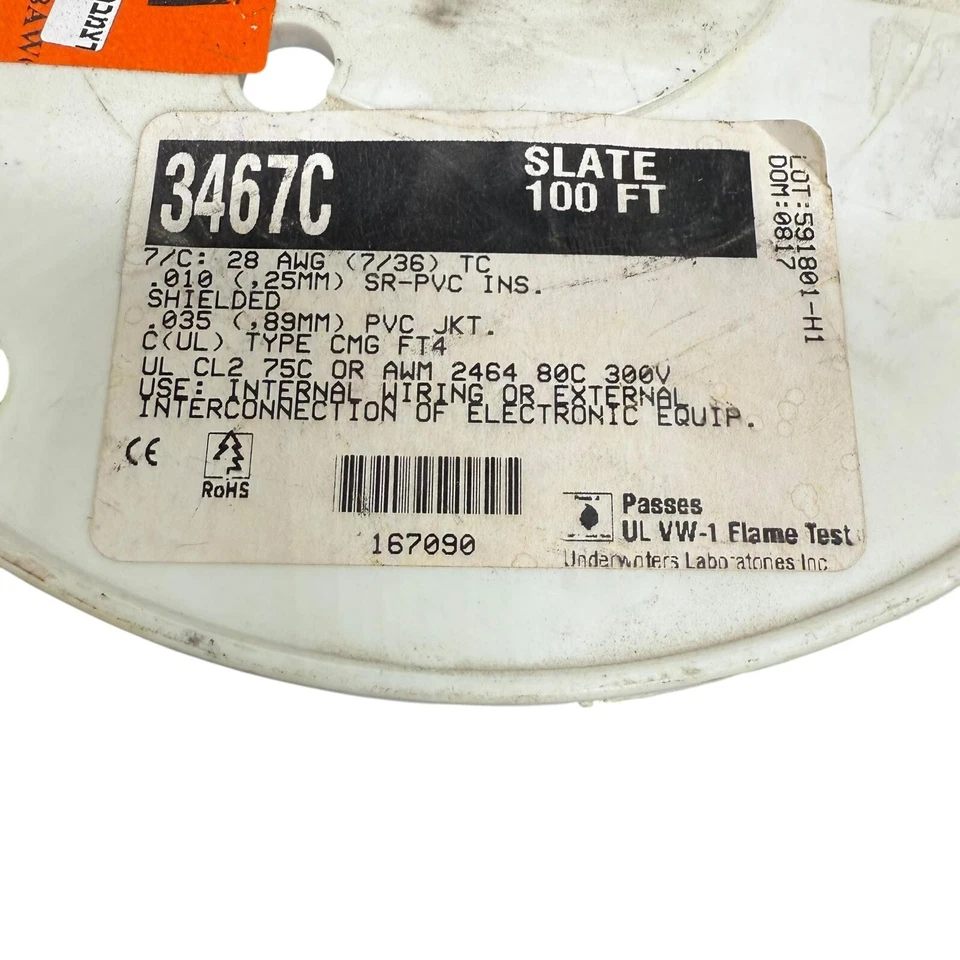100 Ft ALPHA WIRE 3467C CABLE 7CON 28AWG SLATE SHLD - Image 2 of 2