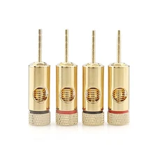 4pcs Gold Plated HiFi 2mm Pin Speaker Audio Cable Banana Plug Connector Adapter