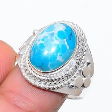 Blue Turquoise Gemstone 925 Sterling Silver Jewelry All Size Ring For Gift