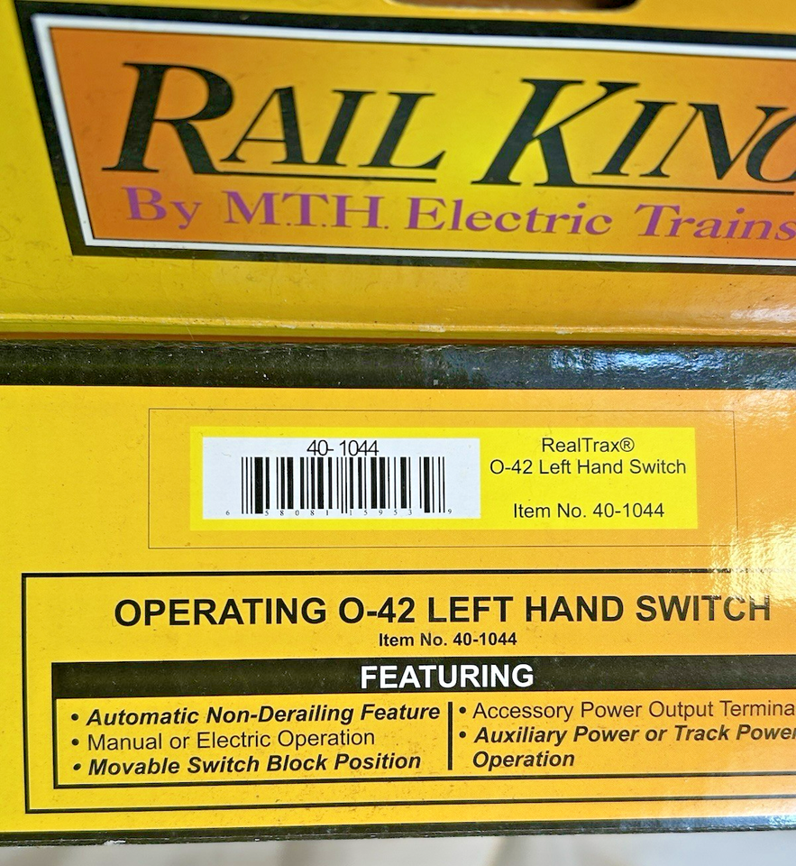 MTH Rail King Real Trax Operating 0-42 Left Hand Switch 40-1044 | eBay