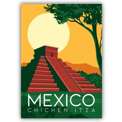 Mexico Chichen Itza Vintage  Poster Art Cut To Shape Vinyl Sticker