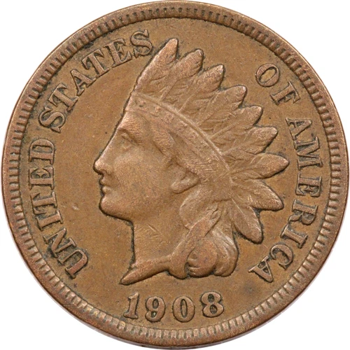 1908-S Indian Head Cent 1C, Very Fine VF