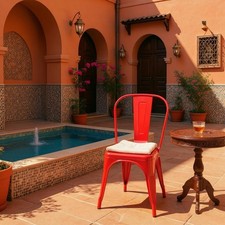 Rote Metall Tolix Stil Stapel Esszimmer Stühle Metall Industrie Küche Cafe