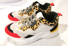 Steve Madden Antonia Sneakers Leopard Multicolor White Womens 8