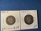 1901-O, Good Plus, And 1903-O, Fine United States Barber Quarter Dollar