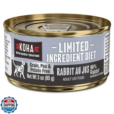 KOHA Limited Ingredient Diet Rabbit Au Jus for Cats, 96% Rabbit Sensitive Sto