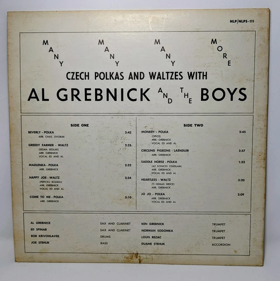 AL GREBNICK AND THE BOYS - Czech Polkas and Waltzes - MONO LP Shrink - NLP-111 - Image 4 of 4