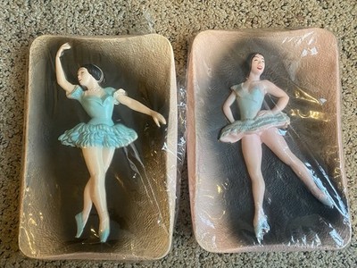 VTG Mid Century 1955 Miller Studios Chalkware Ballerina Wall Plaques EVC
