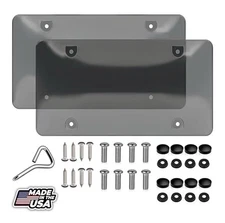 2 pack Unbreakable License Plate Covers Auto Tag Shield Protector Front Rear