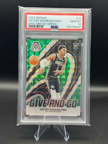 2023-24 Panini Mosaic - Give and Go Victor Wembanyama PSA 10 Green Mosaic Prizm