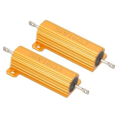 50W 10 Ohm Aluminum Shell Resistor, 2pcs Housing Resistor 5% Tolerance, Golden