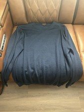 Linea Uomo, Navy Blue Knit Pullover Sweater For Men With V-Neck, XL