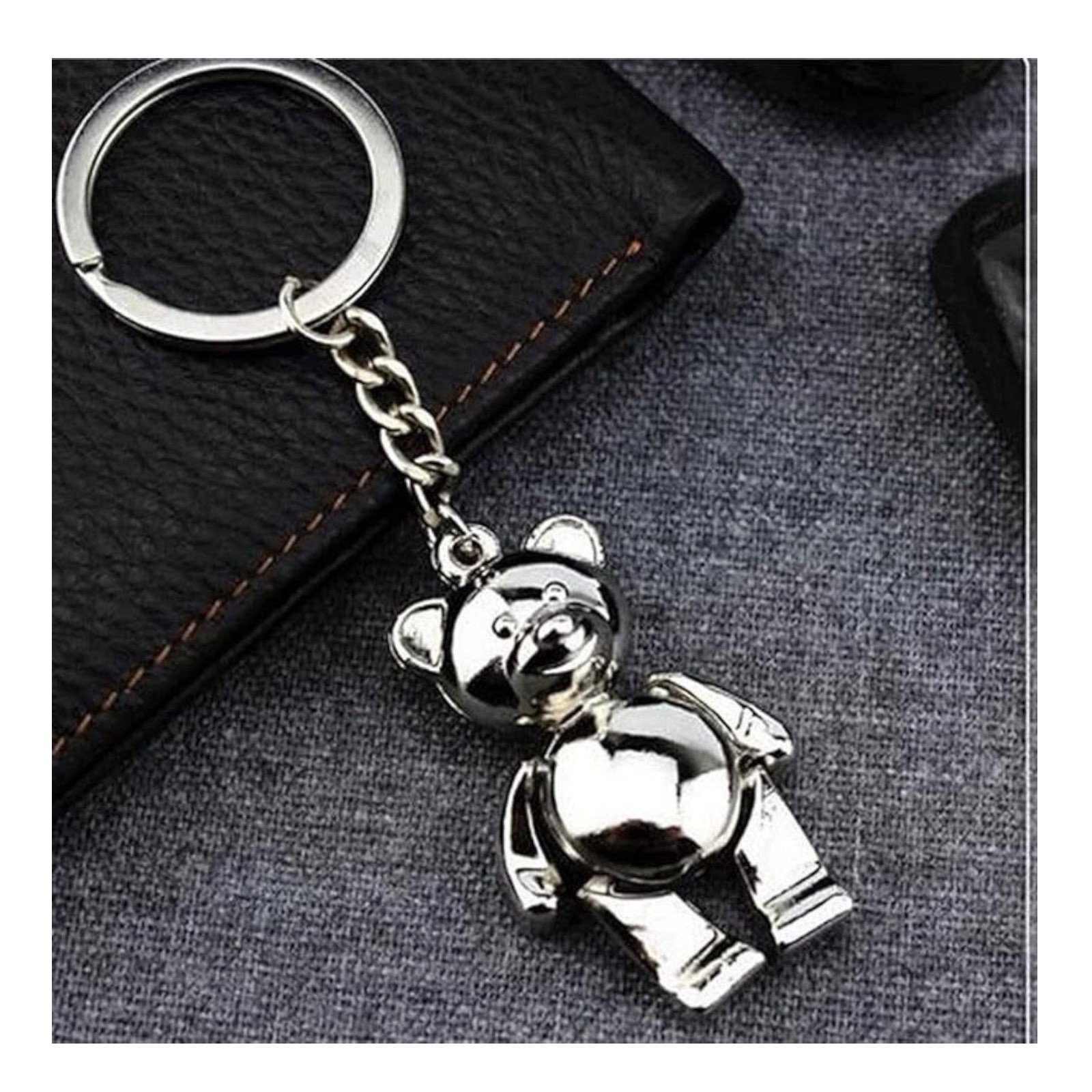 Lindo Mini Metal Coche Oso de Peluche Llavero Llavero 3D Llavero Llavero Regalo