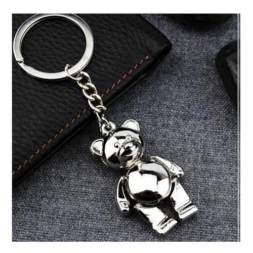 Cute Mini Metal Car Teddy Bear Key Ring Chain 3D Keyfob Keychain ...