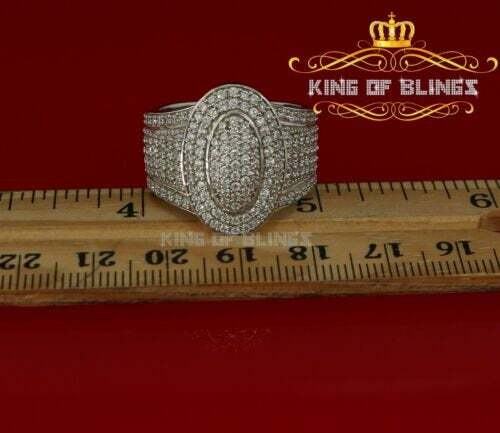 925 Sterling Silver White 7.50ct Cubic Zirconia Oval Men's Big Ring Size 10 - Bild 9 von 12