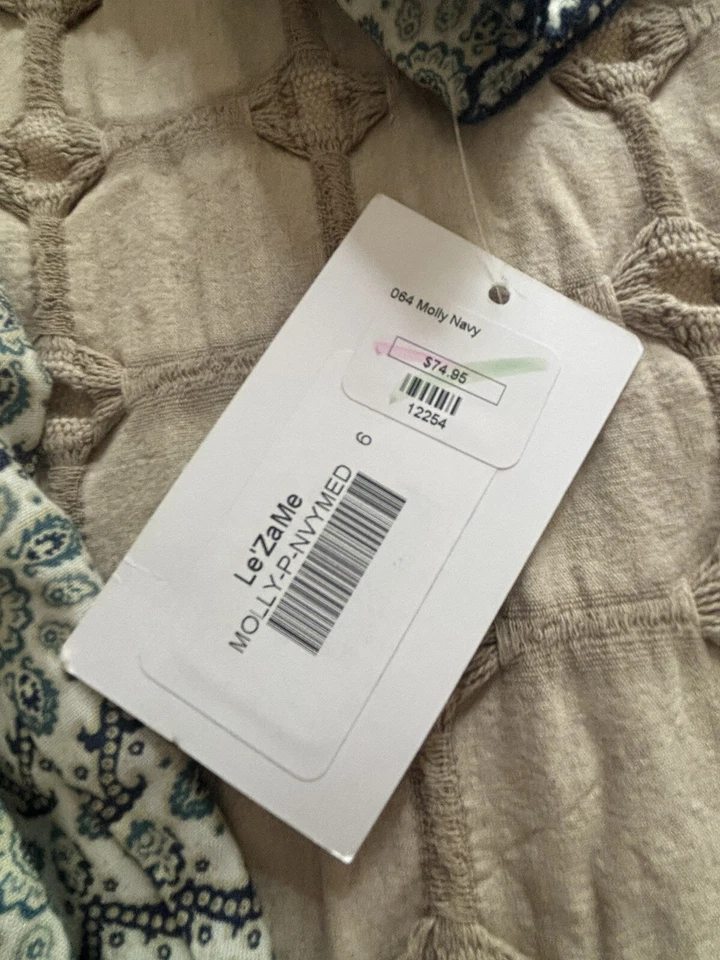 Boutique Le’ Za Me 连衣裙女孩 6 码绑带腰带 3/4 袖全新带标签 — 第 3/4 张图片