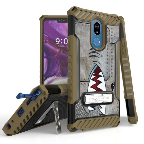 For LG Stylo 5 / 5+  Tri Shield Armor Kickstand  Case Metal Spitfire Shark head - Picture 1 of 2