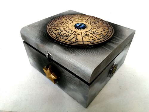 Box Witchcraft Wood Magic Ritual Wicca Pagan Witch Astrological Sign Astrology - Picture 7 of 24