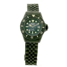 HEUER 983.015 PROF BLACK DIAL BLACK PVD STAINLESS STEEL WATCH FOR PARTS/REPAIRS