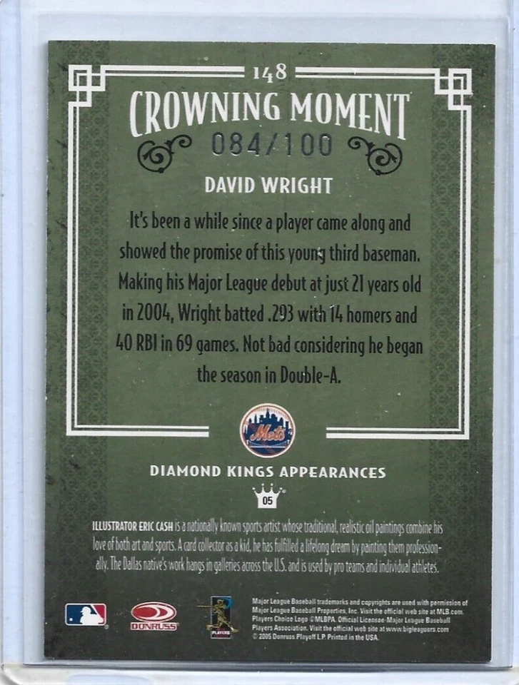David Wright-Mets-2005 Diamond Kings Bronce #148 (84/100) Foto 2 de 2