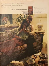 1971 L&M Cigarettes PRINT AD Couple Unwind After Party Quiet L&M Moment VTG 70s