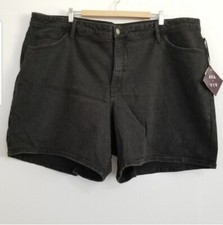 NWT Ava  Viv Black High Rise Relaxed Bermuda Denim Shorts Size 26