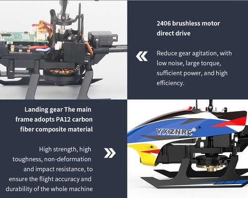 YXZNRC F120 3D 2.4G 6CH 6-Axis Gyro Direct Drive Flybarless RC Helicopter - Picture 16 of 22
