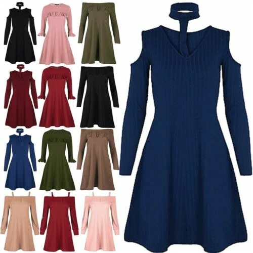 V-Neck Long Sleeve Dresses for Women