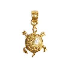New 14k Yellow Gold Sea Turtle Pendant