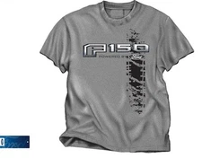 Powered by Ford T-Shirt - Gray w/ F150 Pickup Truck Logo / Emblem (Licensed)
