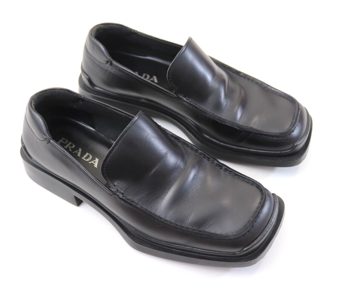 Vintage PRADA AW 1999 90s Square Toe Slip On Block Heeled Vintage PRADA AW 1999 90s Square Toe Slip On Block Heeled