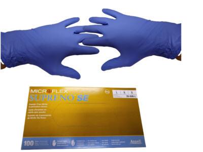 Microflex SU-690 Supreno SE Blue Nitrile Medical Exam Gloves - 100 count