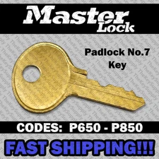 Master Padlock No. 7 Replacement Key Cut to Code P650 - P850