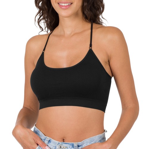 Seamless Padded Bralette Cross Back Cami Sports Bra