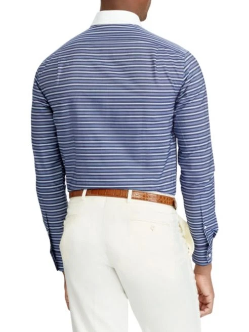 Camisa de vestir Ralph Lauren etiqueta púrpura Italia Aston azul a rayas con botones  Foto 3 de 4