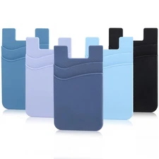 5 Pcs Silicone Phone Card Holder w/ Strong Adhesive Stick On Back of Phone Cases