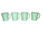 (4) Vintage Jadeite Anchor Hocking Fire King D Handled Coffee Mugs Restaurant!!!