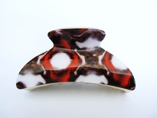Red black brown white marbled hair claw clip