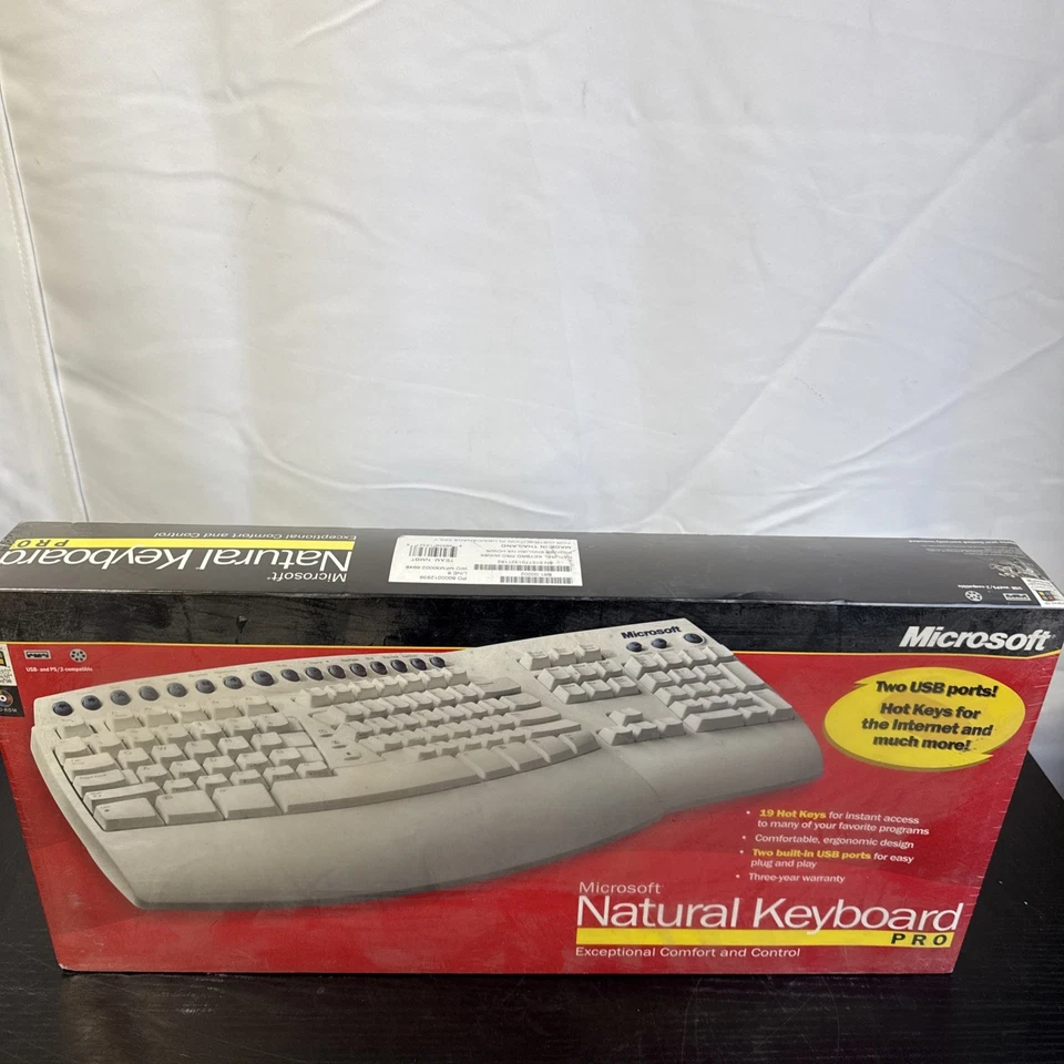 Microsoft Natural Keyboard Pro Wired Ergonomic Design With 19 Hot Keys & Two USB - Image 2 of 4