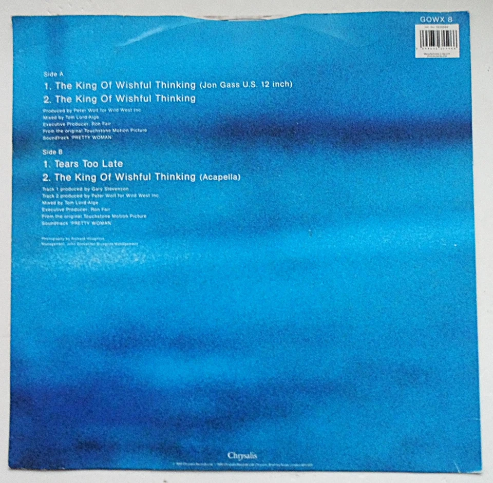 GO WEST - THE KING OF WISHFUL THINKING 12" VINYL 1990 CHRYSALIS GOWX8 *VG/G+* - Image 2 of 4