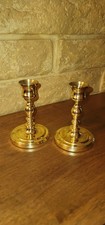 Pair of BALDWIN Polished Brass Candlesticks Candle Holders, USA Made, 4.75" Tall