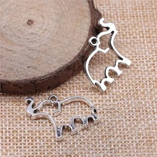 12 or 30PCS, Antique Silver Tone ELEPHANT Frame Charm Pendant GGS266