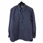 Vintage 1940s Command WW2 Military Uniform Button Up Blue Shirt Size XL
