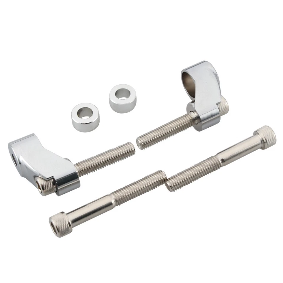 Chrome Front Turn Signal Relocation Kit 39mm 49mm Tube For Harley Dyna Glide FXR - Image 4 of 4