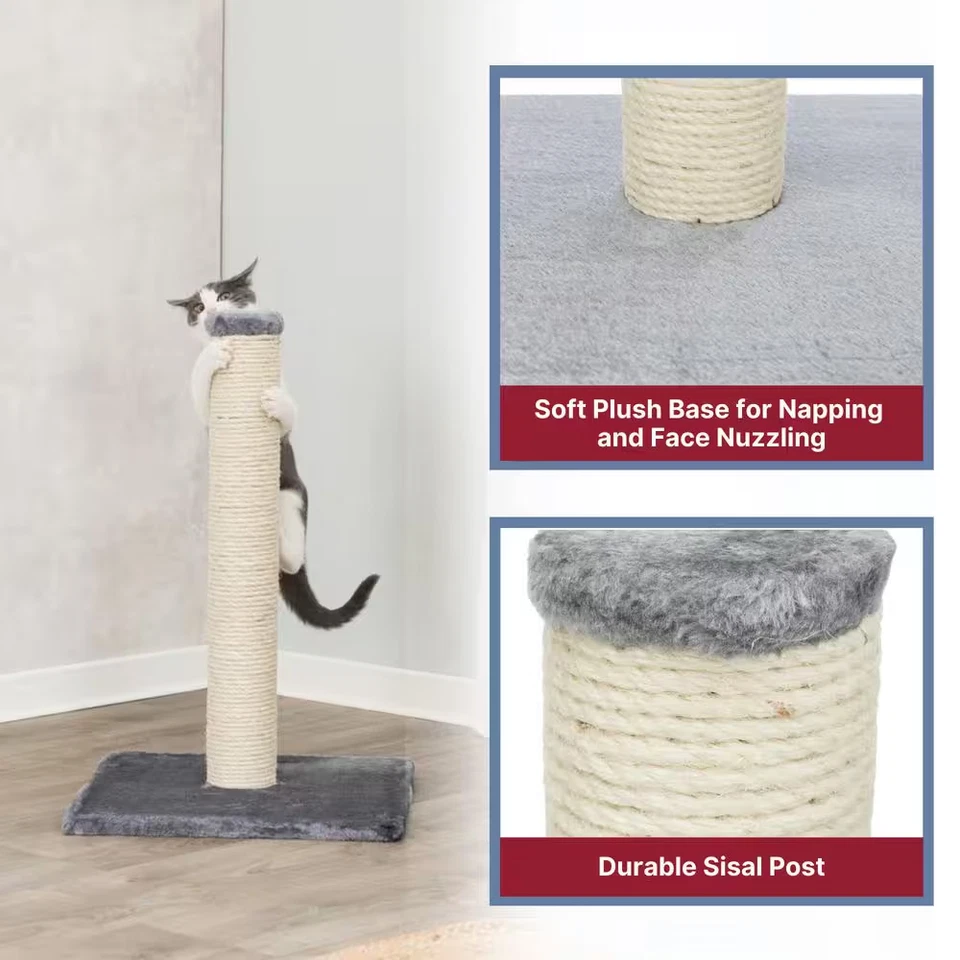 Trixie Cat Scratching Post Parla Dark Gray Sisal Rope Durable Plush Base - Image 4 of 4