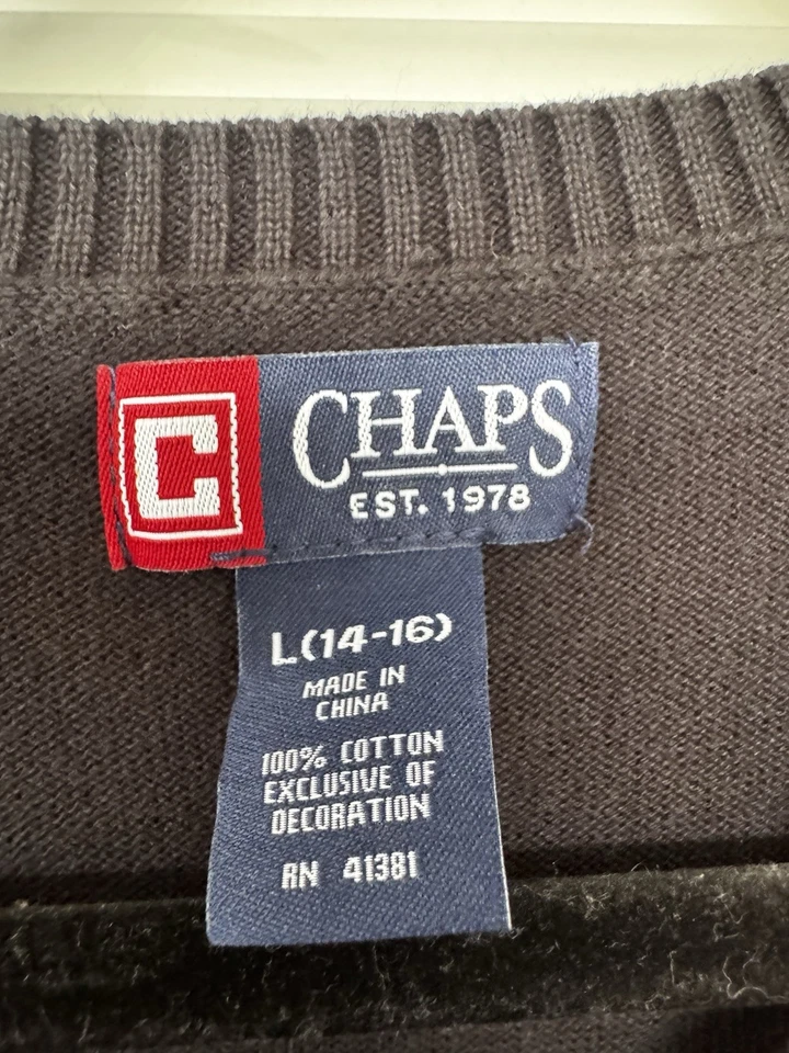 Chaps Ralph Lauren Sweater Vest Large 14-16 Red Preppy Argyle Knit Men/boy - Image 3 of 4