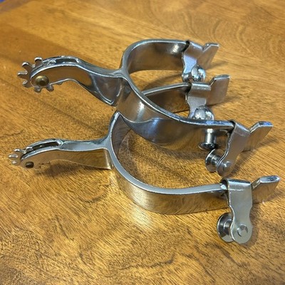Western Riding Roping All Performance Metal Spur 9 Point Rowel Mens Cowboy Spur