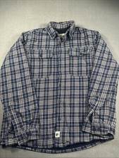 VTG Boston Traders Men s Sherpa Lined Flannel Button Up Shirt Sz M Blue Plaid