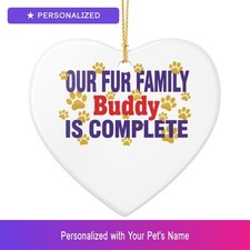 Custom Dog Paw Print Ornament Personalized Heart Shaped Pet Lover Gift Dog Owner